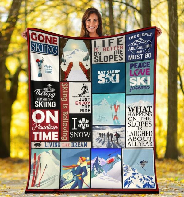 Life Is Better On The Slopes Funny Gifts For Skiers Fleece Fleece Blanket Sherpa Blanket