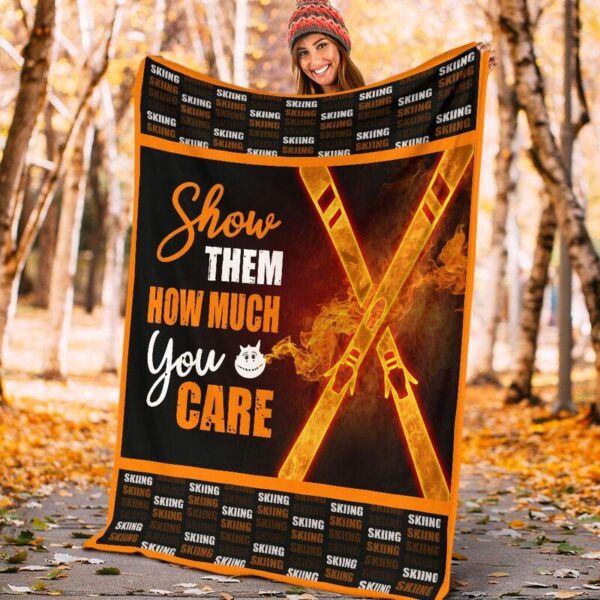Show Them How Much You Care Gift For Skiing Lovers Skiing Fleece Fleece Blanket Sherpa Blanket