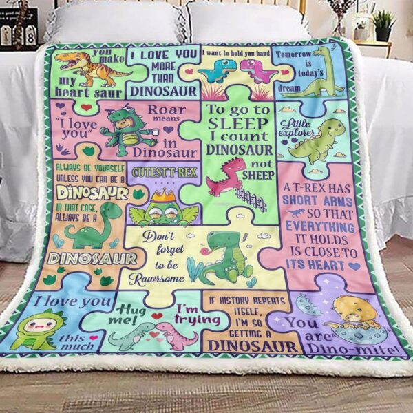Dinosaur Puzzles Fleece Blanket - Sherpa Blanket