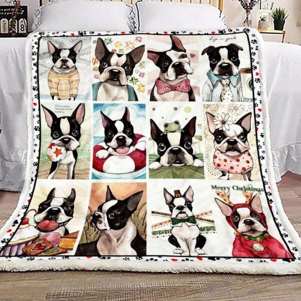 Boston Terrier Fleece Blanket - Sherpa Blanket