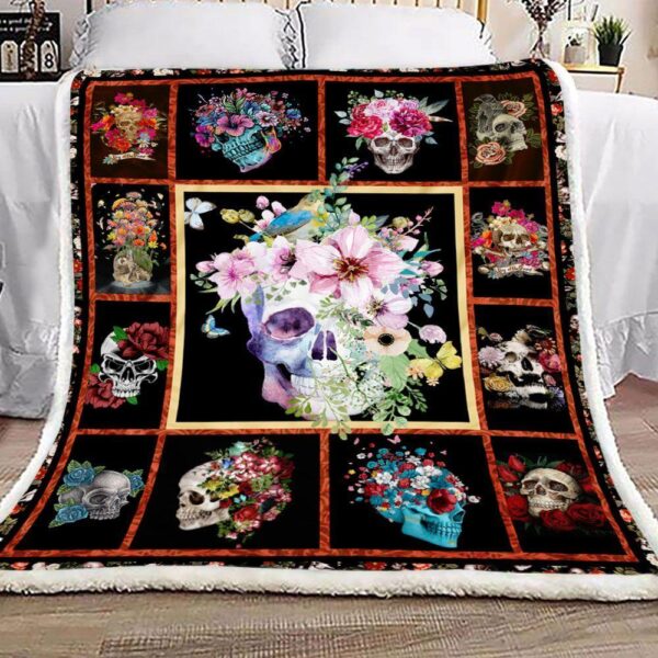 Skull Butterfly Fleece Blanket - Sherpa Blanket