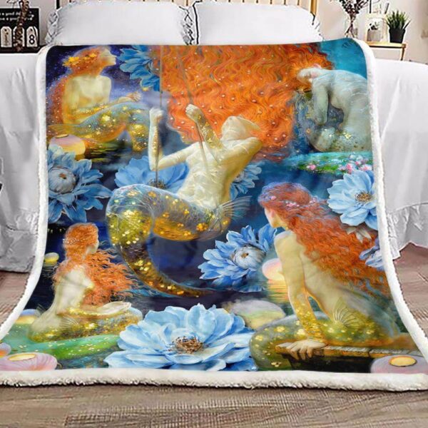Mermaid 1 Fleece Blanket - Sherpa Blanket