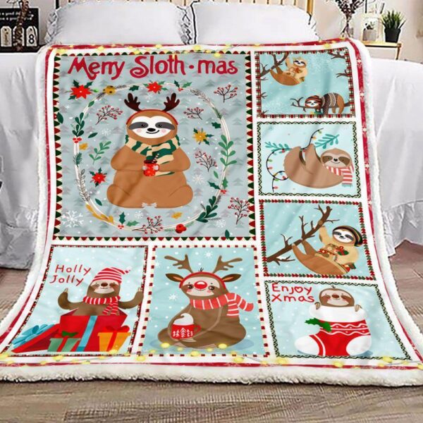 Sloth Christmas Fleece Blanket - Sherpa Blanket