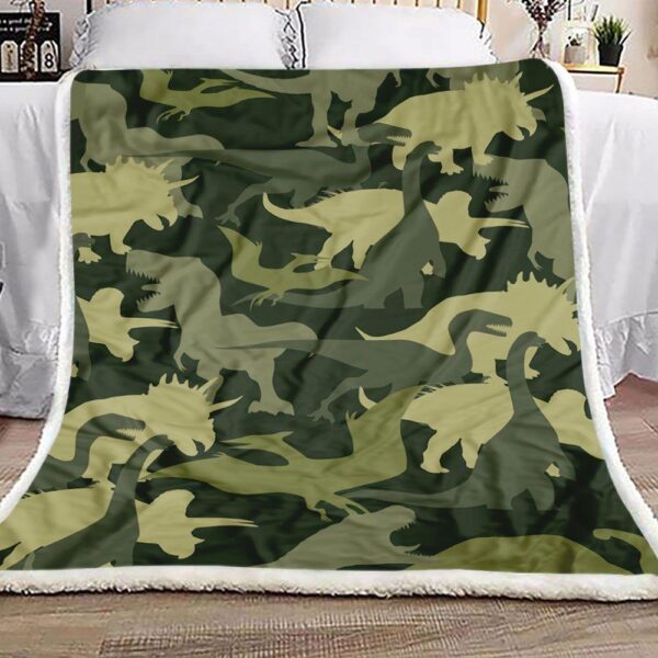 Dinosaur Camourflage Fleece Blanket - Sherpa Blanket
