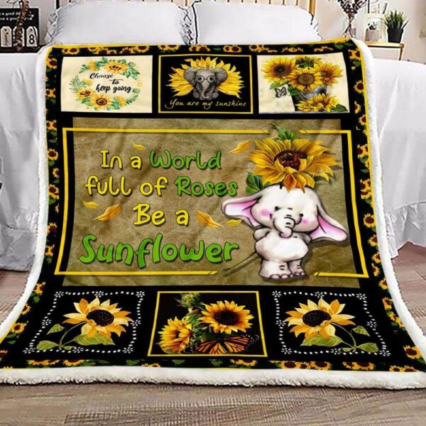 Sunflower Elephant Fleece Blanket - Sherpa Blanket