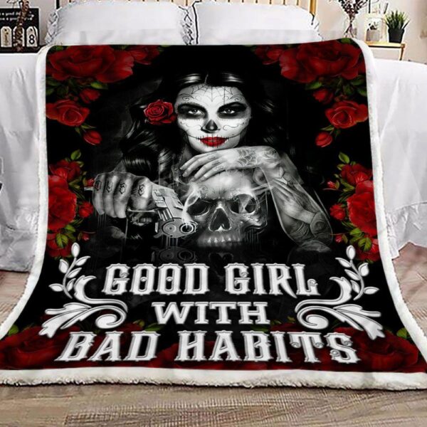 Skull Girl Fleece Blanket - Sherpa Blanket