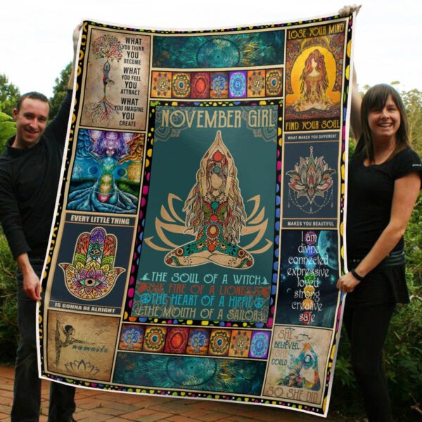 November Girl The Soul Of Mermaid Yoga Namaste Fleece Blanket Sherpa Blanket