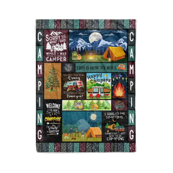 Happy Campers Camping Fleece Blanket Sherpa Blanket