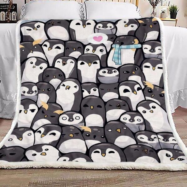Full Of Penguin Fleece Blanket - Sherpa Blanket