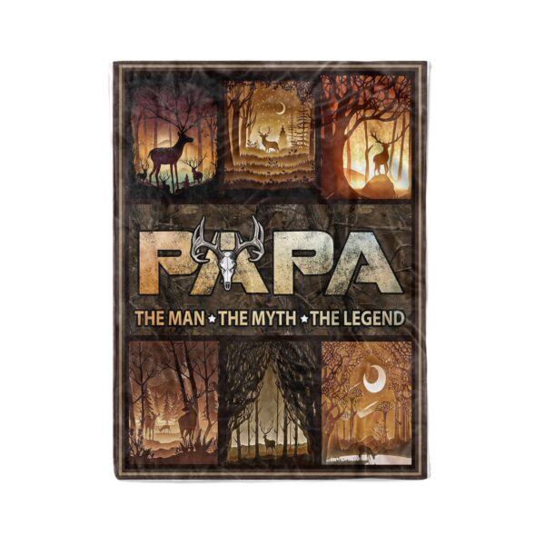 Papa The Man The Myth The Legend Hunting Fleece Blanket Sherpa Blanket