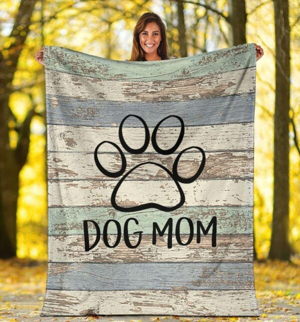 Paw Dog Mom Fleece Blanket - Sherpa Blanket