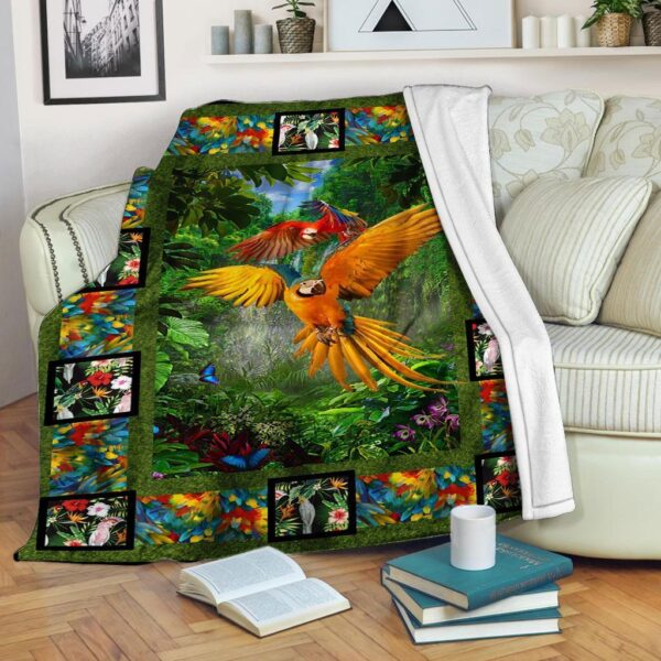 Parrot Color Forest Fleece Blanket - Sherpa Blanket