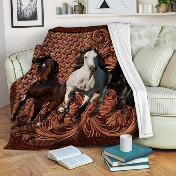 Horse Wood Pattern Fleece Blanket - Sherpa Blanket
