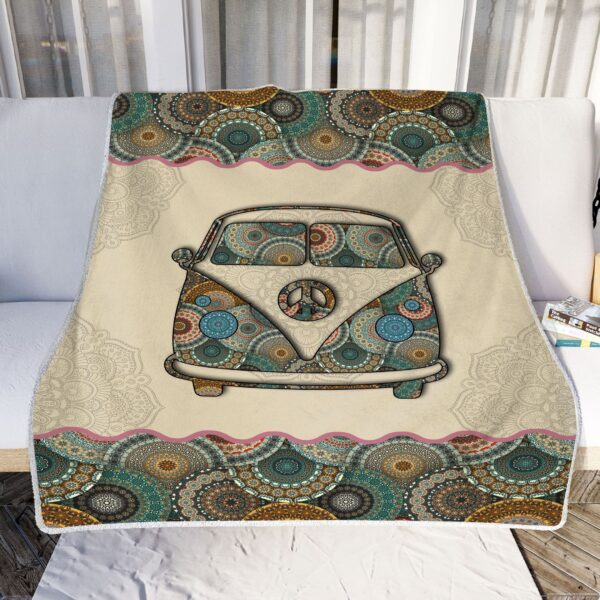 Hippie Bus Mandala Fleece Blanket - Sherpa Blanket
