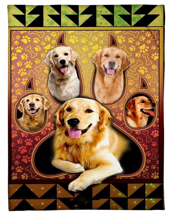Golden Retriever Paw Fleece Blanket - Sherpa Blanket