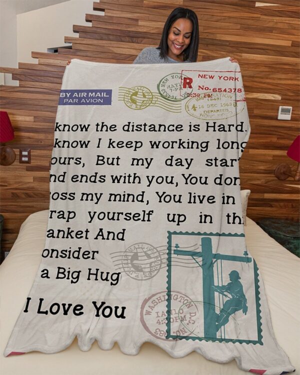 Lineman's Girl Premium Fleece Blanket - Sherpa Blanket
