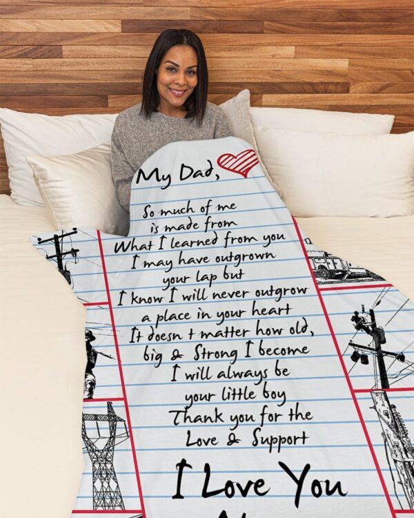 Lineman's Dad Premium Fleece Blanket - Sherpa Blanket