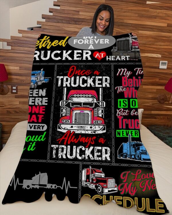 Retired Trucker Premium Fleece Blanket - Sherpa Blanket