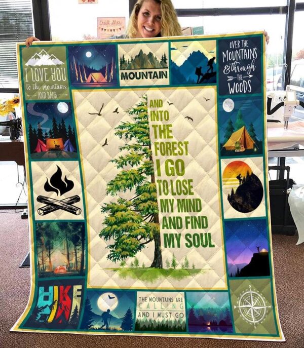 Hiking Mountain Sherpa Blanket  - Gift Idea For Hiking Lovers - And into the forest I lose my mind and find my soul