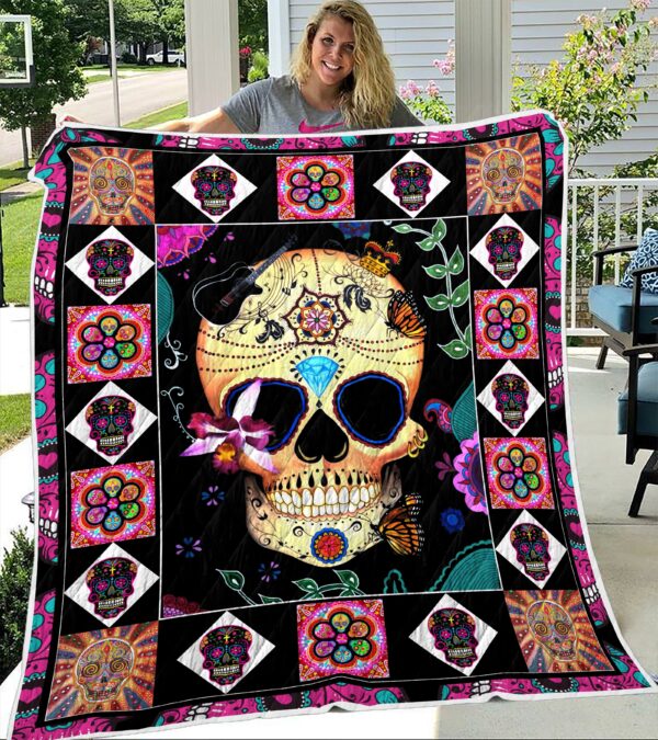 Sugar Skull Sherpa Blanket