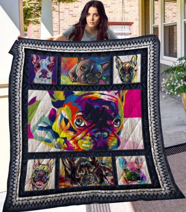 Dog Blanket - Gift Idea for Dog Lovers, Dog Dad Mom - French Bulldog Sherpa Blanket