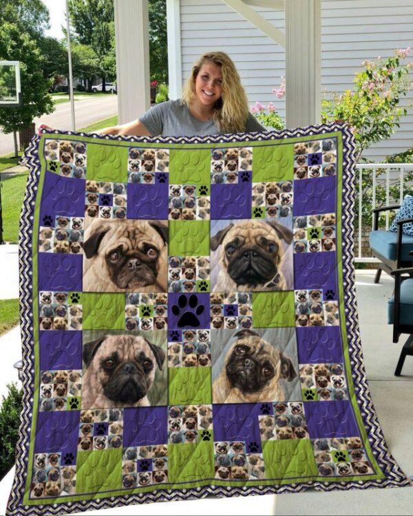 Dog Blanket - Gift Idea For Dog Lovers, Dog Dad Mom - Pug Sherpa Blanket  V4