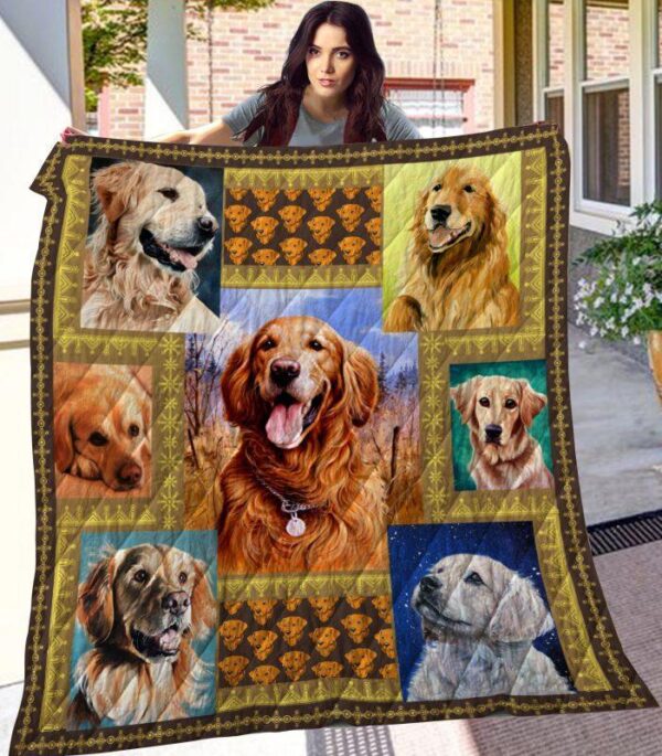Dog Blanket - Gift Idea For Dog Lovers, Dog Dad Mom - Golden Retriever Sherpa Blanket  V2