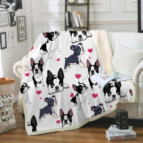 Little Boston Terrier Fleece Blanket Sherpa Blanket