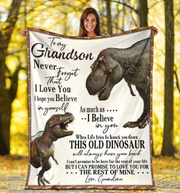 To My Grandson Dinosaur Fleece Blanket Sherpa Blanket