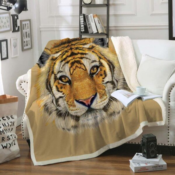 Tiger Face Fleece Blanket Sherpa Blanket