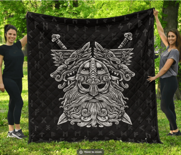 Viking Norse God Odin Wolfs Fleece Blanket Sherpa Blanket