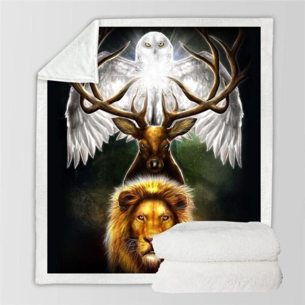 Tiger Deer Owl Fleece Blanket Sherpa Blanket