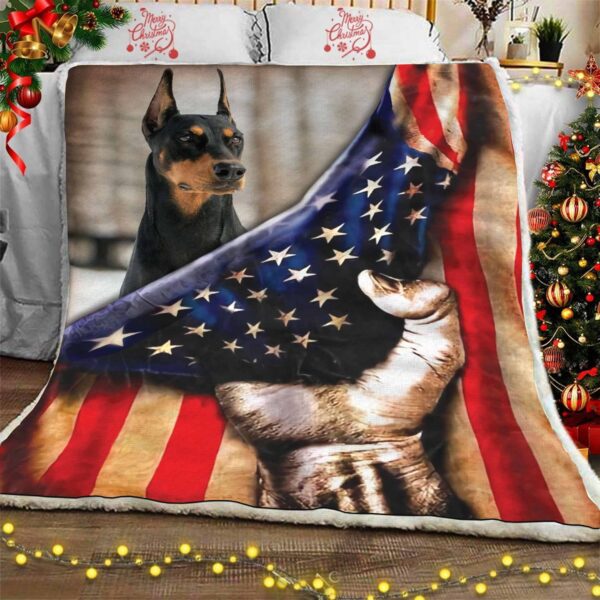 Doberman Flag Fleece Blanket Sherpa Blanket