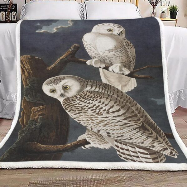 Snowy Owl Fleece Blanket Sherpa Blanket