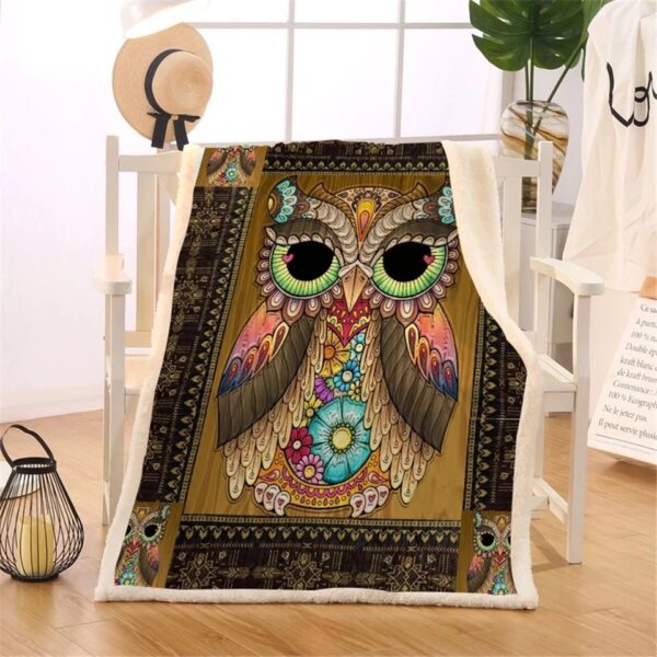 Flowery Owl Fleece Blanket Sherpa Blanket