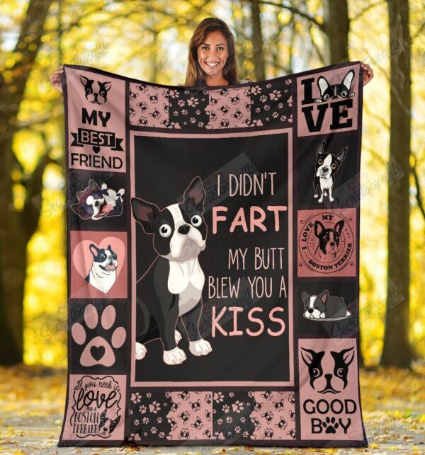 I Didn't Fart My Butt Blew You A Kiss Boston Terrier Fleece Blanket Sherpa Blanket