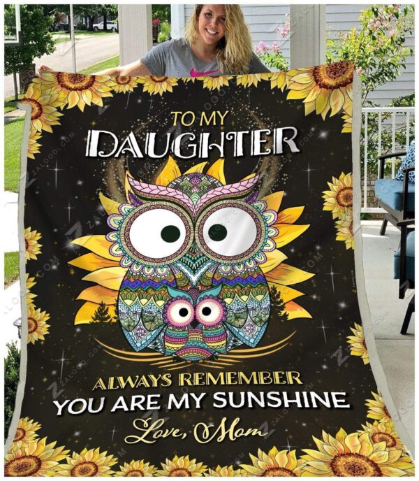 Sunflower Owl To My Daughter My Sunshine Love Mom Fleece Blanket Sherpa Blanket