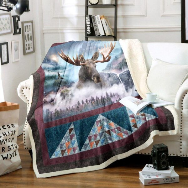 Moose Forest Fleece Blanket Sherpa Blanket