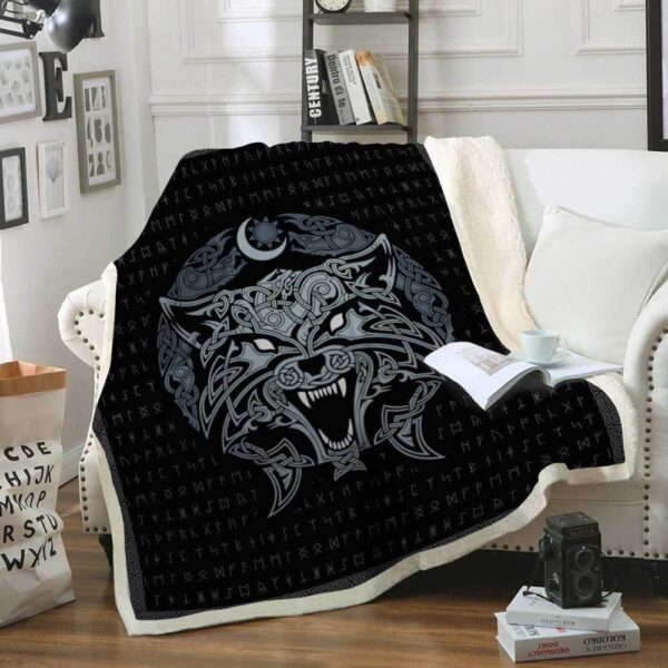 Odin Wolf Viking Fleece Blanket Sherpa Blanket