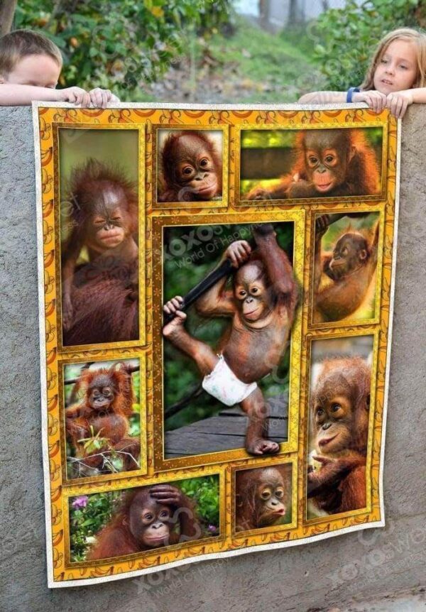 Orangutan Baby Fleece Blanket Sherpa Blanket