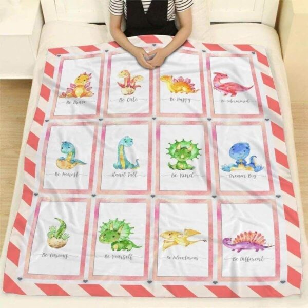Dinosaur Watercolor Fleece Blanket Sherpa Blanket
