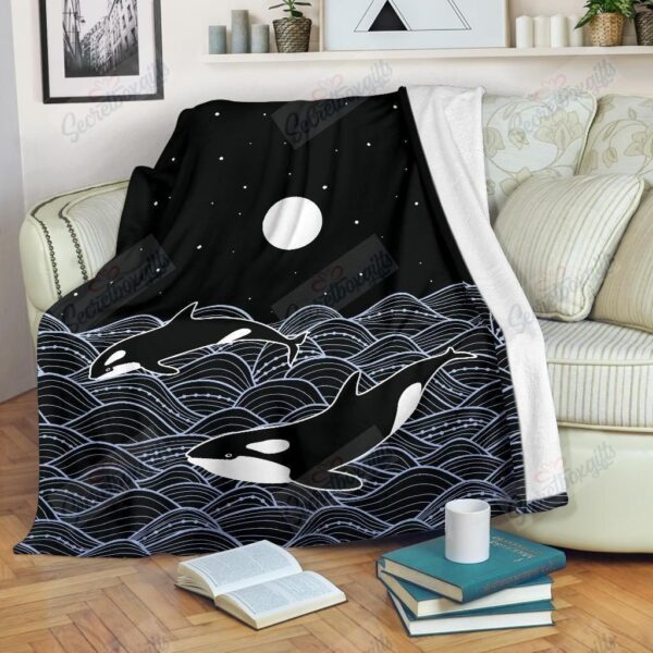 Orca Night Fleece Blanket Sherpa Blanket