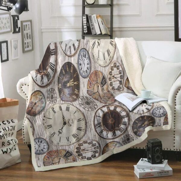 Clock Fleece Blanket Sherpa Blanket