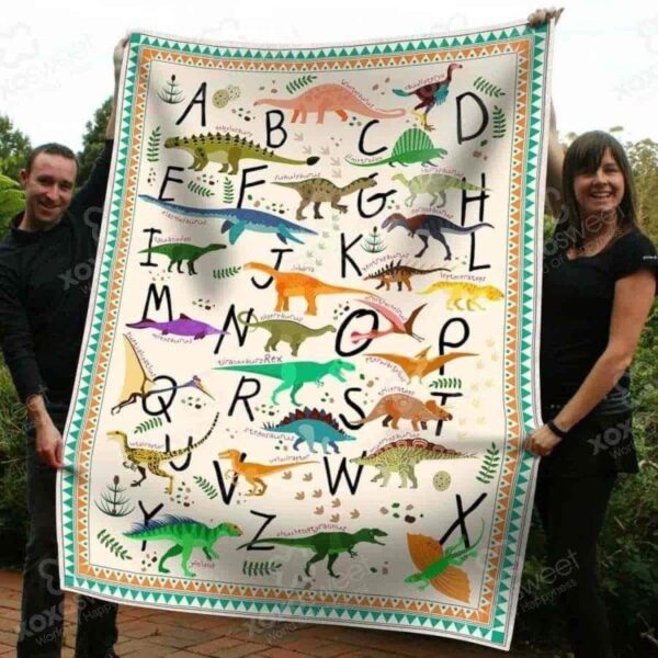 Dinosaur Alphabet Fleece Blanket Sherpa Blanket