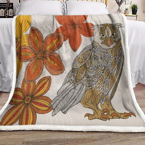 Mandala Owl Flower Fleece Blanket Sherpa Blanket
