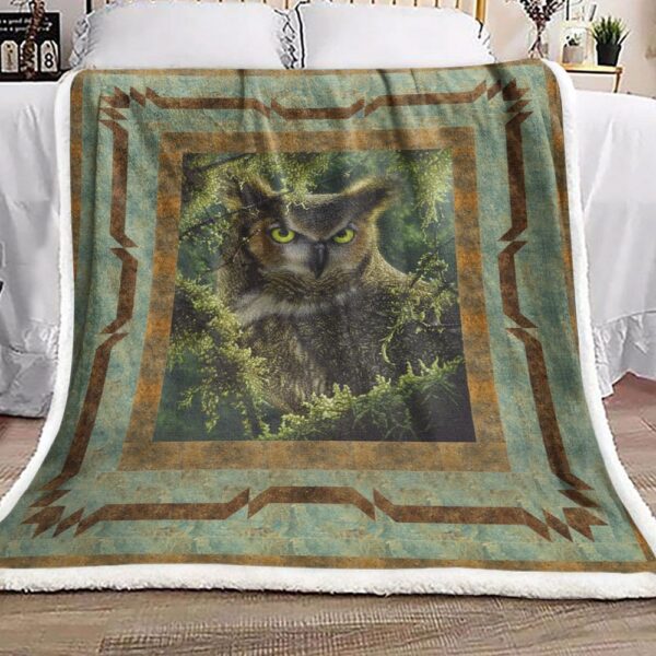 Great Horned Owl Fleece Blanket Sherpa Blanket