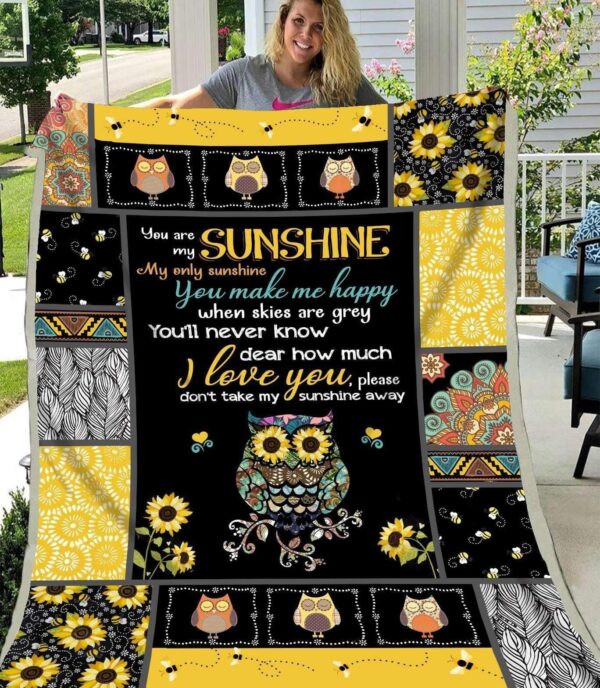 Sunflower Owl My Sunshine Fleece Blanket Sherpa Blanket