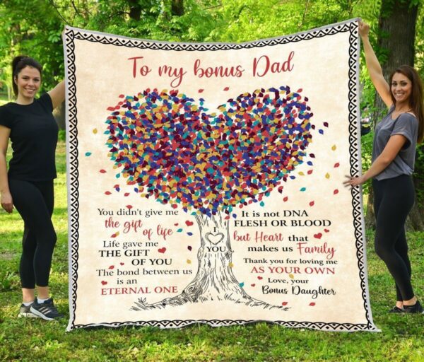 Bonus Dad Thanks For Loving Me As Your Own Fleece Blanket Sherpa Blanket