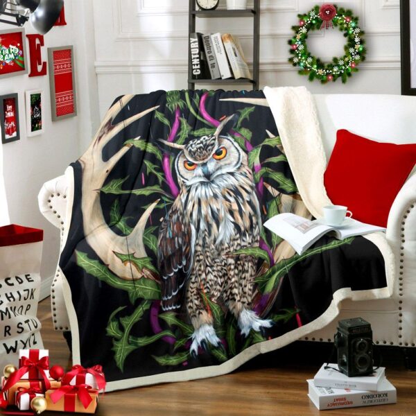 Owl Fleece Blanket Sherpa Blanket