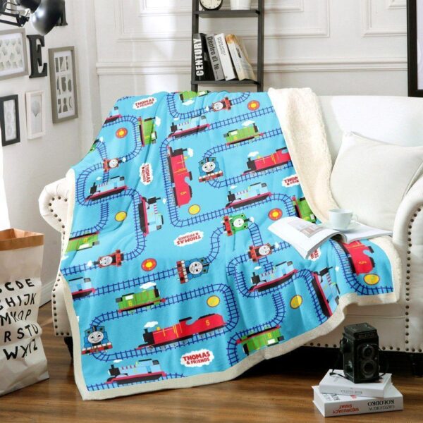 Train Fleece Blanket Sherpa Blanket
